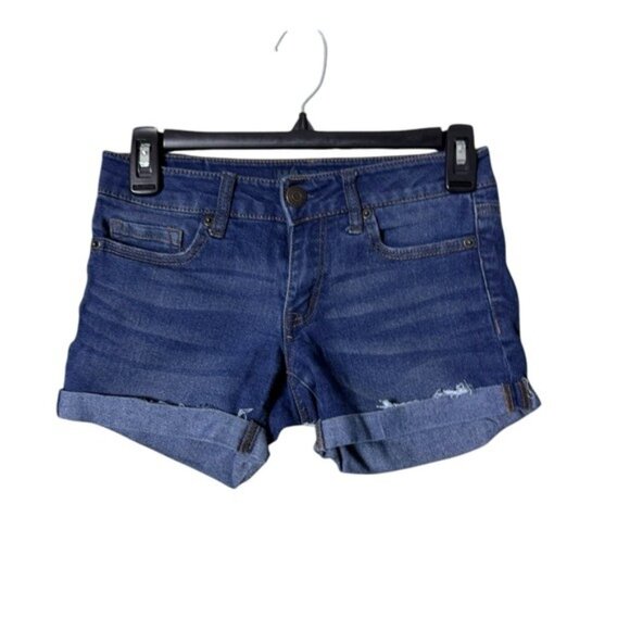Aeropostale Women’s Midi Denim Shortie Shorts 00 Y2K Low Rise Festival B… - Picture 1 of 8